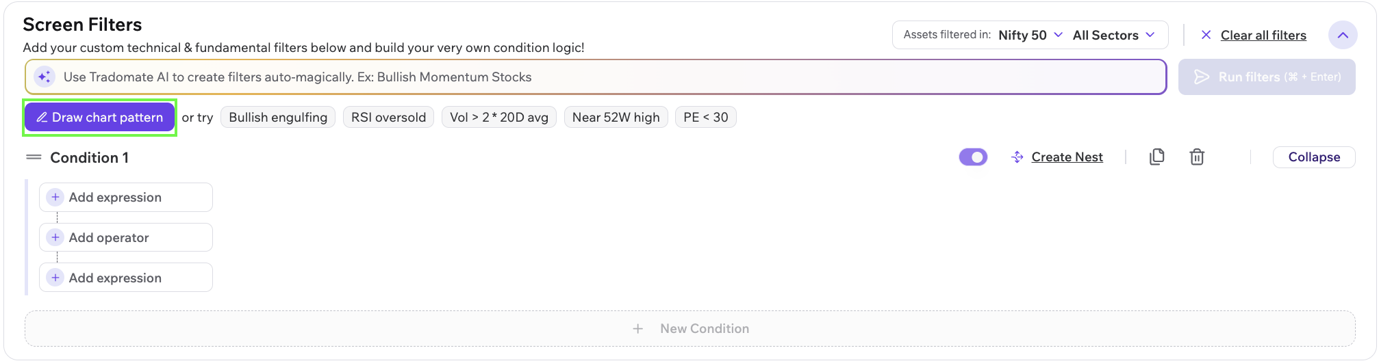 Chart Patterns in Screener
