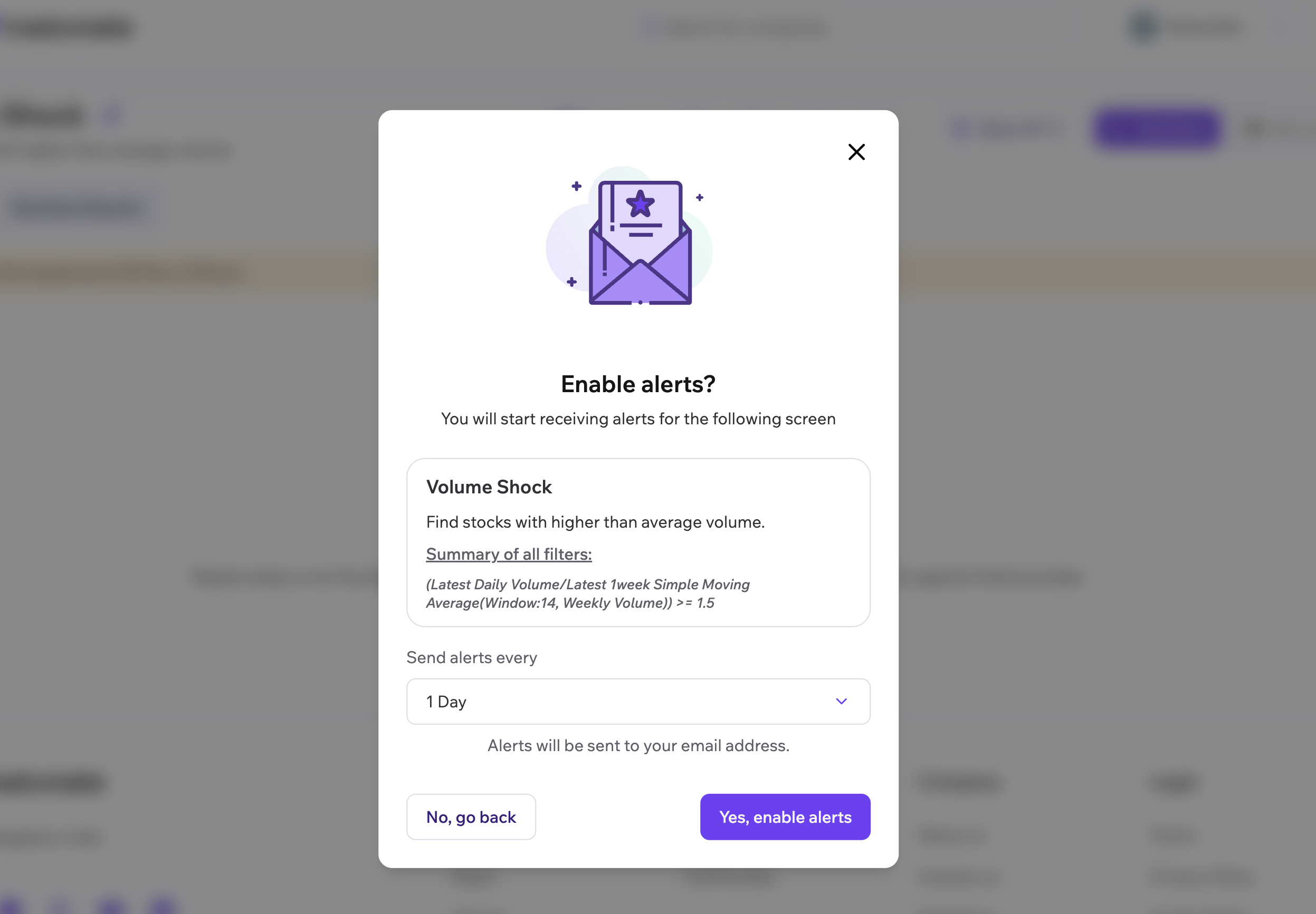 Configure screen alert