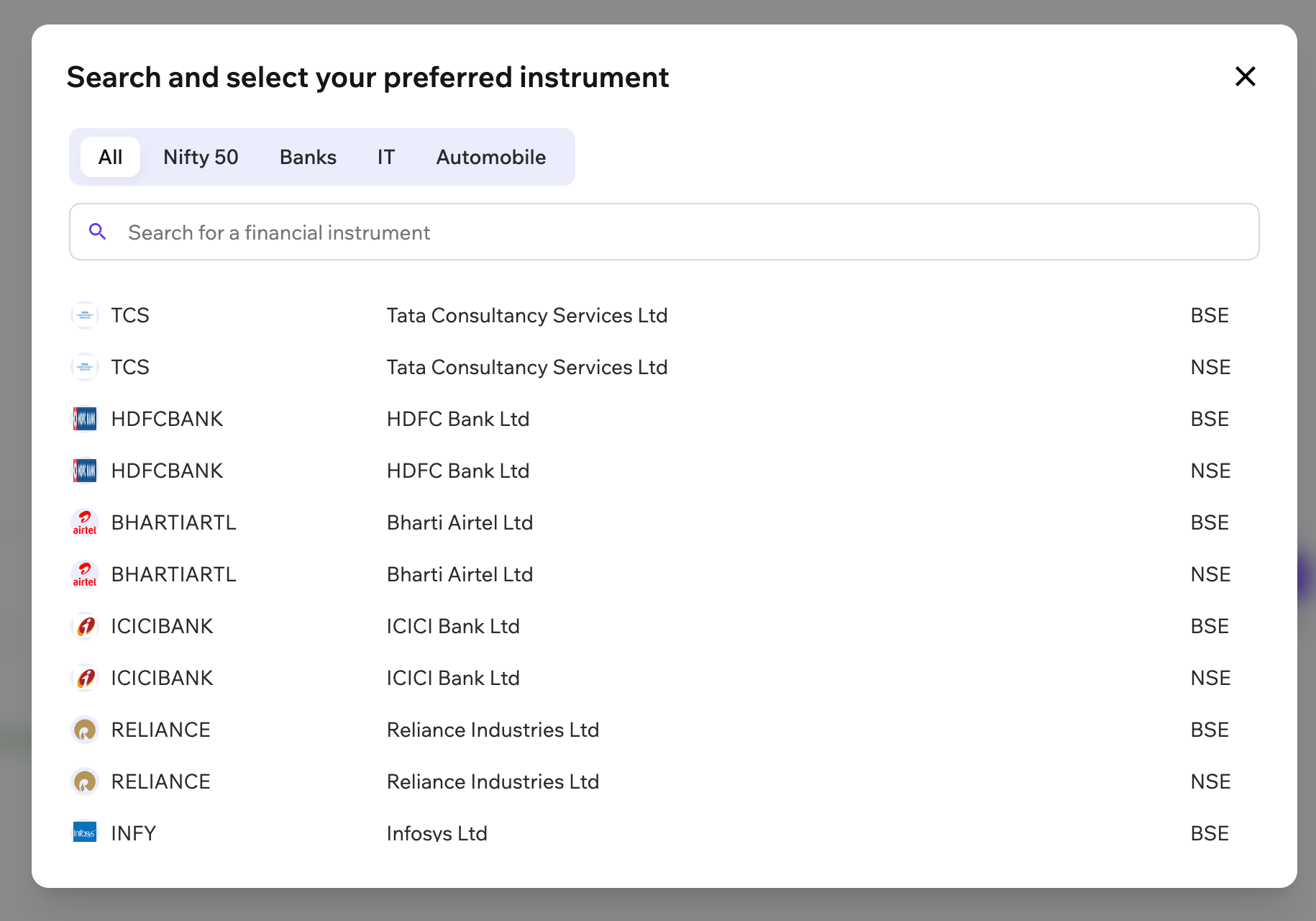 Instrument Selection