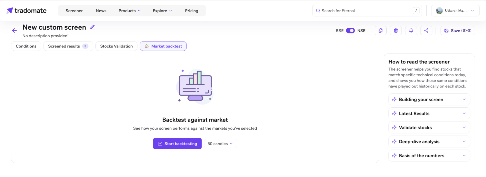 Market Backtest Button